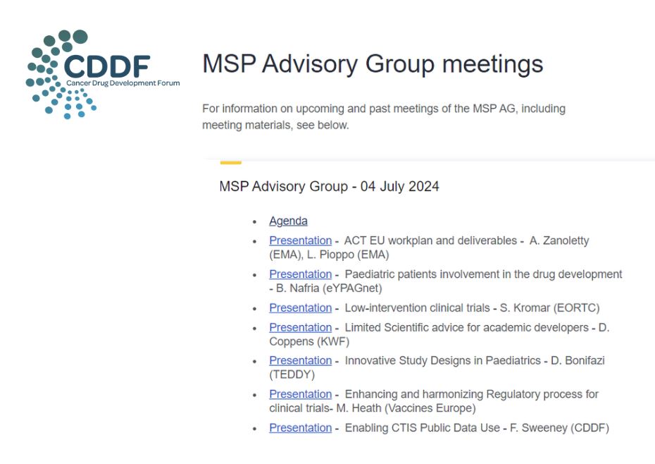 ACT EU: Materials from MSP AG Meeting – 4 July 2024